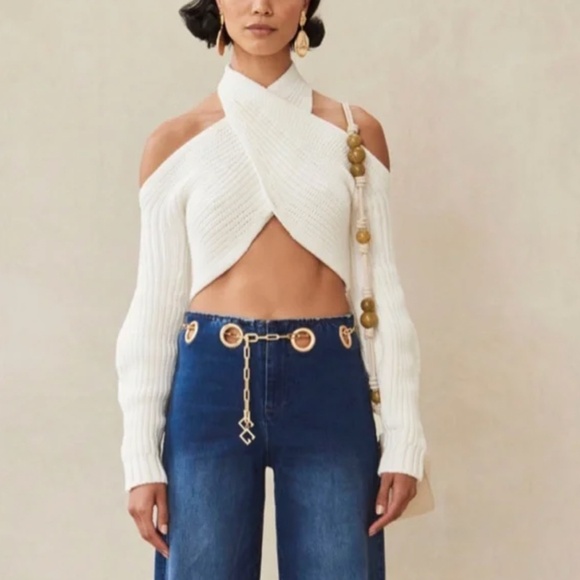 cult gaia Tops - NEW Cult Gaia Elyse Knit Cropped Top - Off White